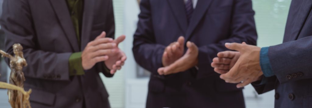 Three lawyers in meeting at the table office, discussing business,civil commercial law,labor law